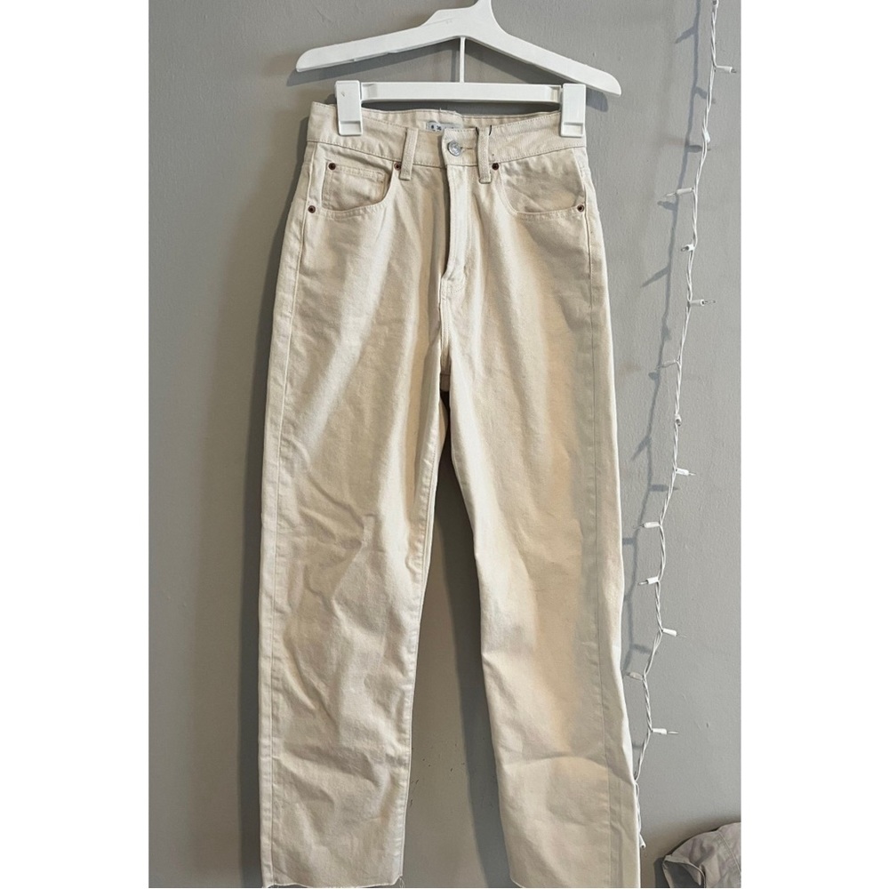 Cream Straight Ankle Jeans